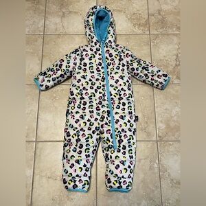 Spyder Infant Girls Colorful Leopard Print Hoodie Snowsuit Pram Snow Suit 18 M